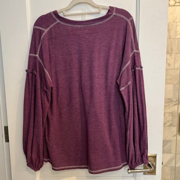 Simple Suzanne Betro XL Extra Large Purple Contrast Stitch Top Ruffle Detail - Picture 2 of 5